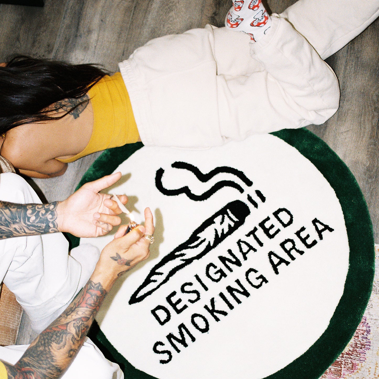 4ft “Designated Smoking Area” Hand Tufted area rug
