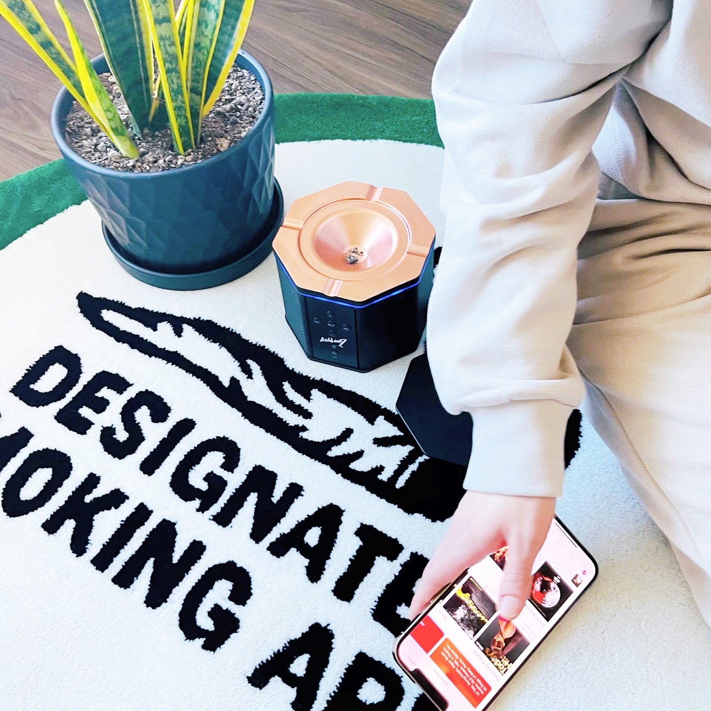 4ft “Designated Smoking Area” Hand Tufted area rug