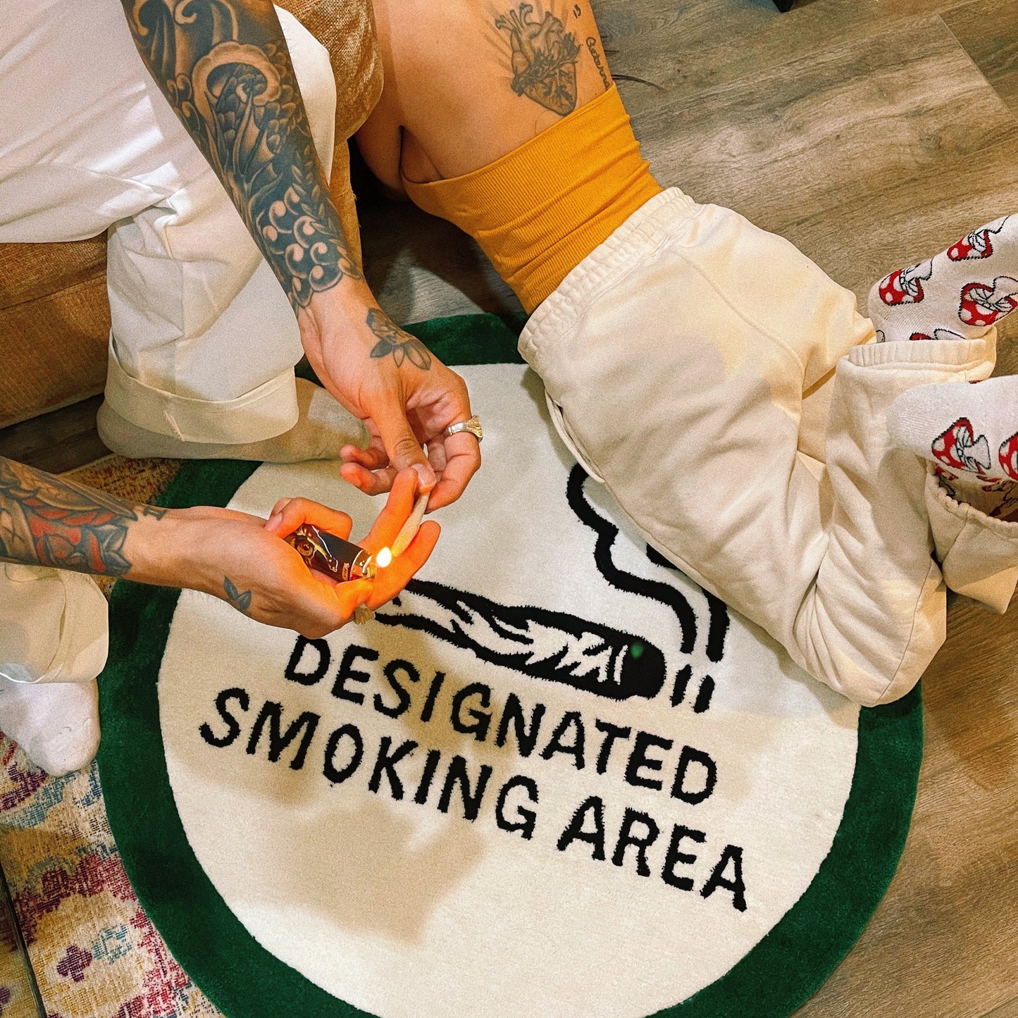 4ft “Designated Smoking Area” Hand Tufted area rug