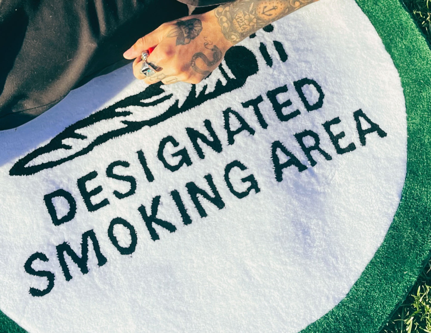 4ft “Designated Smoking Area” Hand Tufted area rug
